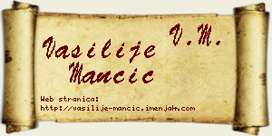 Vasilije Mančić vizit kartica